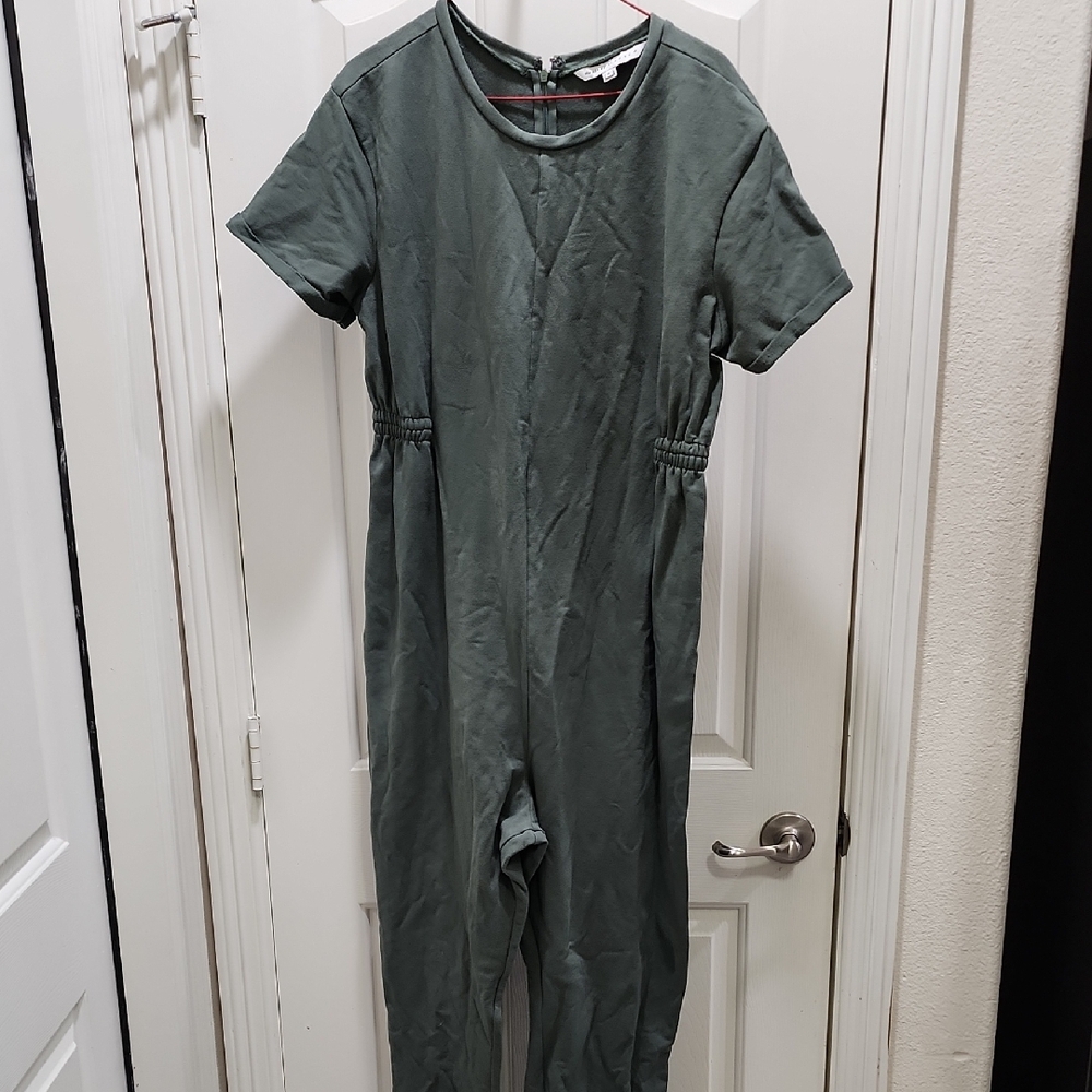 The Nines by HATCH Olive Short-Sleeve Utility Jumpsuit